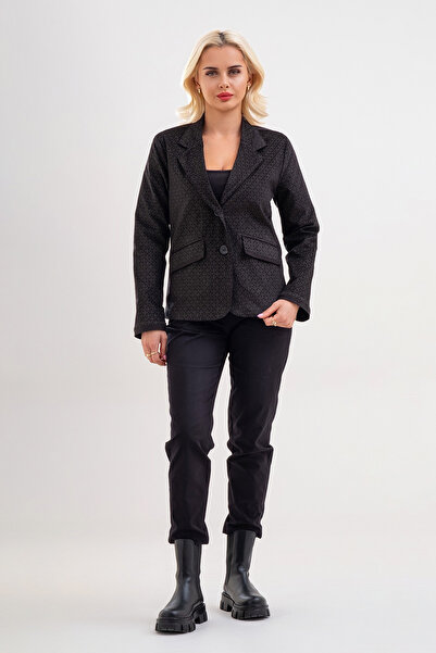 Bold & Young Women's Printed Velvet Blazer Jacket – Lycra Cotton Fabric, Lined, Double Pockets