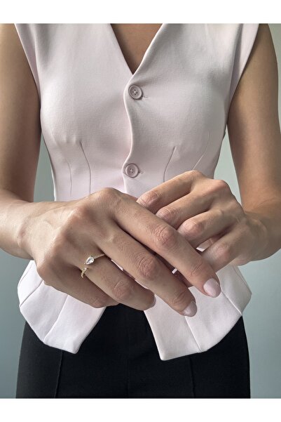 Ressia خاتم بتصميم قطرة من حجر الزركون الأنيق المزدوج