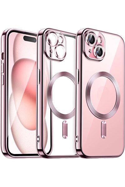 m.tk moveteck Apple iPhone 15 Kılıf Magsafe Wirelles Şarj Destekli Parlak Ren...