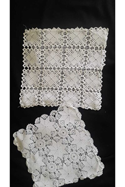 Papatyam Hand Knitted Crochet 1 Piece (25X25) 1 Piece (28*28) Hand Embroidered Cotton Thread/Handcrafted Dowry Pillow/Vintage