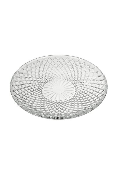 Vervo.ro pentru minți curioase 4-piece Plate Set, Dessert, Transparent Glass, Diamond Pattern, diameter 15 cm
