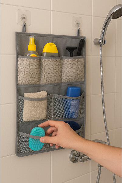 EVSELLA Adhesive 7-Pocket Bathroom Organizer – Shower Hanger & Multi-Purpose ...