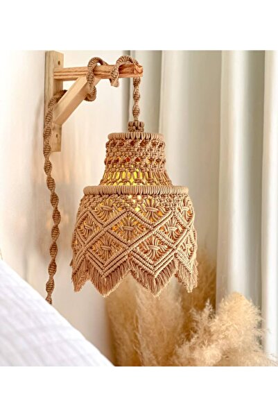 SuMavisi El Yapımı Makrome Aplik & Duvar Lambası & Macrame & Avize & Dekor & Bohem & Rustik & Lambader