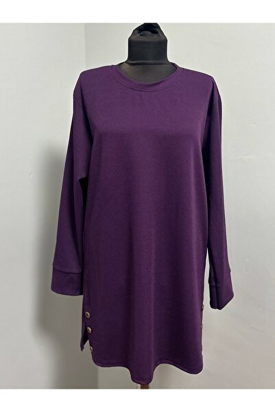 MSA Giyim Жіноча туніка з розрізом, довгими рукавами, однотонна, еластична, для щоденного носіння, з капюшоном, з трикотажу