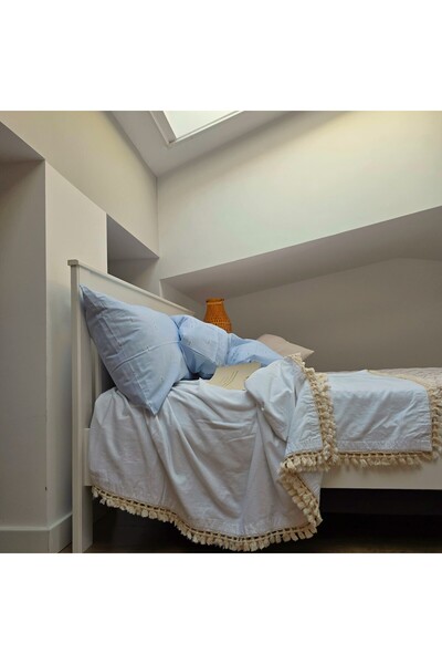 Kotonia Home Σετ 4 μαξιλαροθήκες, 100% βαμβάκι, εκλεκτό χρώμα, ανοιχτό μπλε, 50x80 cm, 03