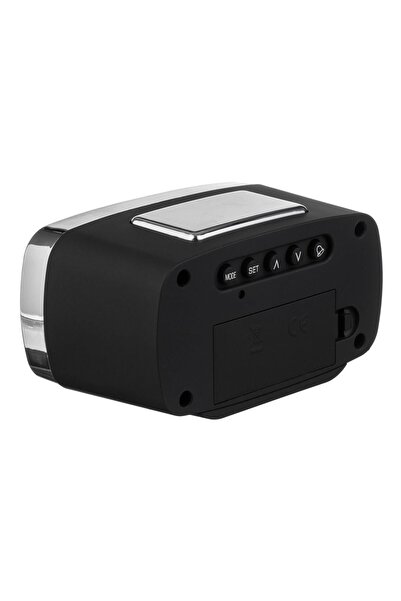 OEM Black Silver Clock with Alarm & Calendar 10.3x5.8x5.5cm