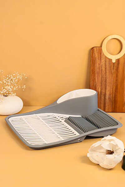 welcomein Gri Kompakt Tasarım Su Tahliyeli Mutfak Lüks Bulaşıklık - Çatal Kaş...