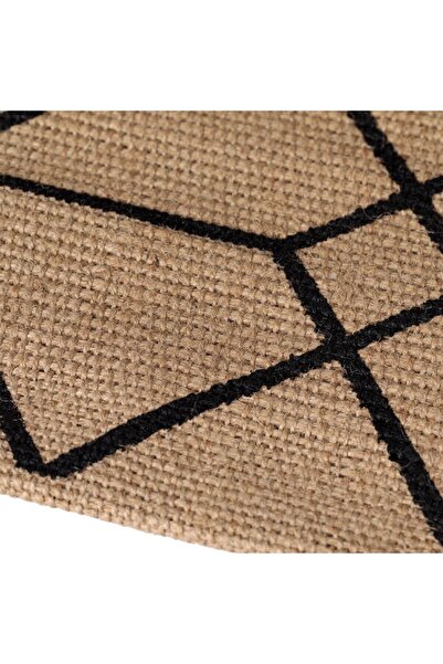 OEM Beige Jute Woven Rug Linear Pattern 90x60 cm