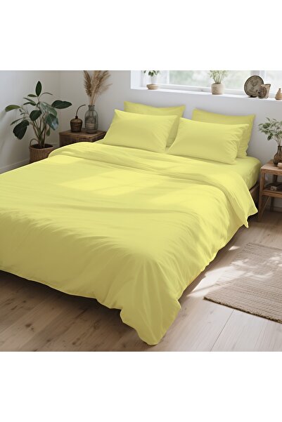 kesenegore 4 Piece Elastic Sheet Cotton Ranforce Fabric Double Duvet Cover Set