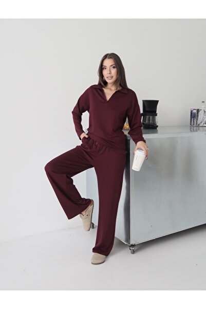 Paw Garage Women's Lora Modal Polo Neck Top and Bottom Set