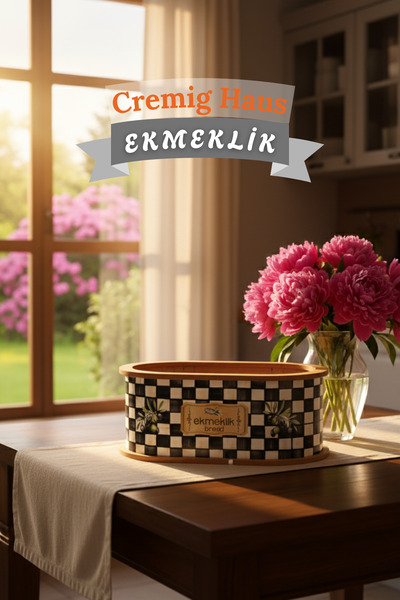 CremigHaus Geleneksel Tasarım Kapaklı Büyük Ekmeklik Oval Ahşap Ekmek Sepeti ...
