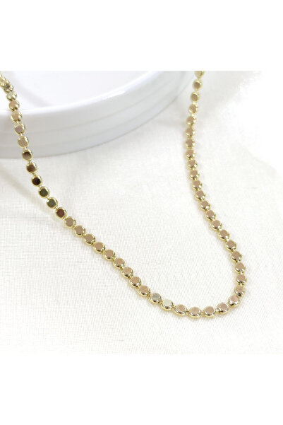 MITH SB TAKI قلادة من الفولاذ المقاوم للصدأ بسلسلة مسطحة 3 مم - ذهبية 50 سم