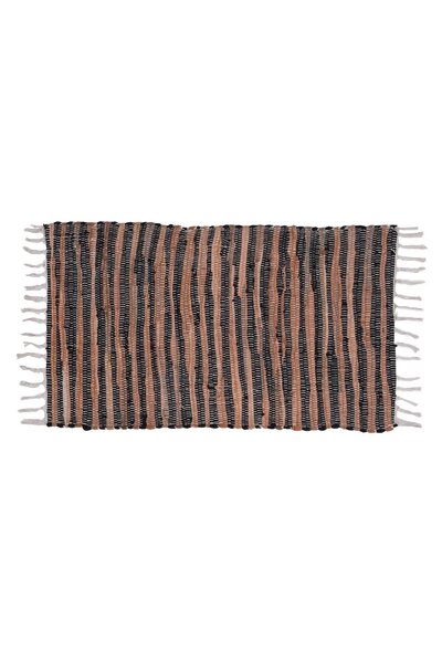 OEM Decorative Woven Rug Black Brown with Fringes 80x50cm