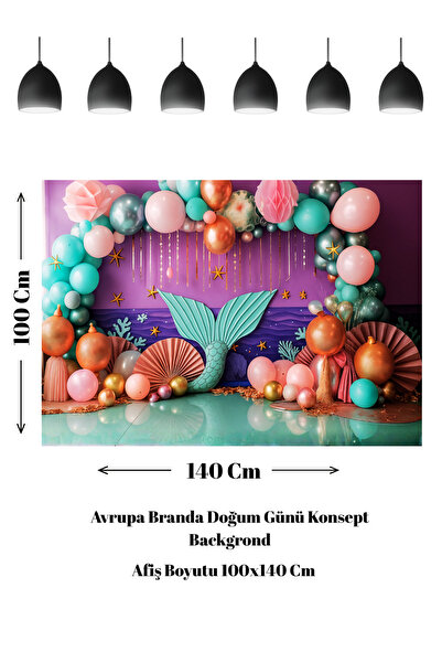 HAPPYLOOPPARTY Deniz Kızı Konsept Fotoğraf Arka Plan Dekorasyon Doğum Günü Afişi