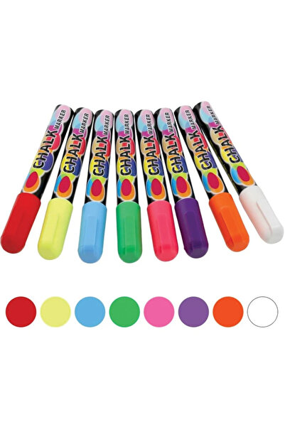 zola Set of 8 liquid chalk markers, for glass, metal, black or whiteboard, thick head, multi-colored