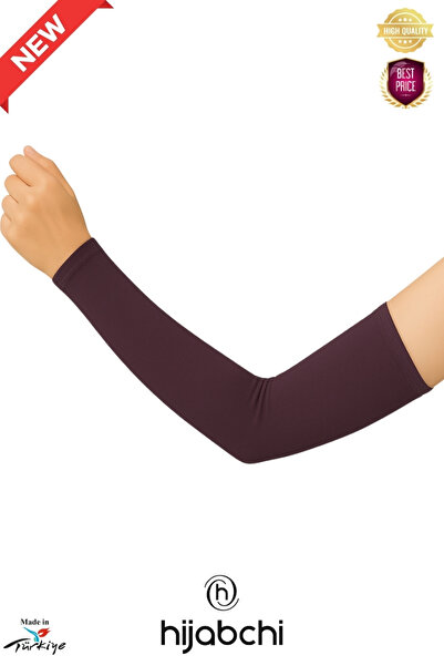 hijabchi Практичний хіджаб з рукавами з трикотажу для молитви - віскоза з еластаном - чорно-фіолетовий