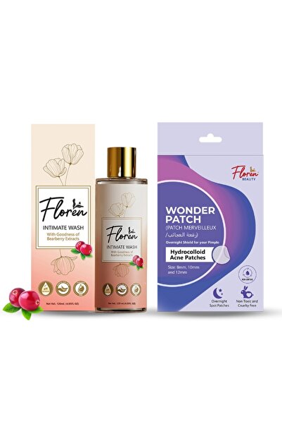 Floren غسول حميمي ١٢٠ مل + رقعة حب الشباب الليلية (٢٨ نقطة) | مجموعة العناية ...