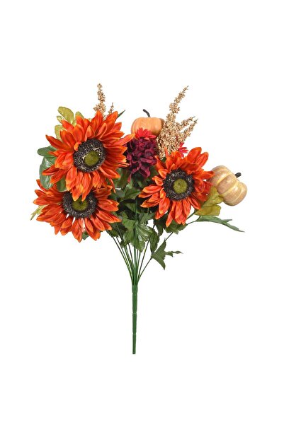 OEM Buchet Decorativ de Toamna cu Flori & Dovleac Portocaliu 52cm