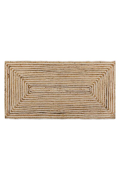 OEM Rectangular Jute Rug Ecru Beige with Linear Pattern 100x50cm