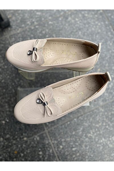 Aysun Ayakkabı Skin Color Outer Material Skin Leather Anatomical Sole Daily W...