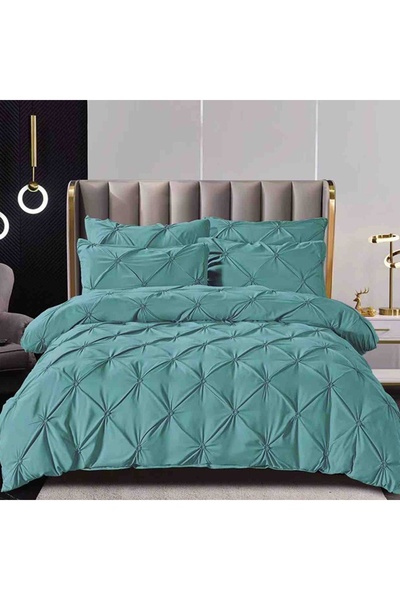 Talis Double Bed Linen with Elastic 160x200 Rynker Turquoise 6 Pieces, Finet