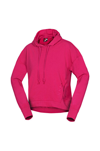 NORTHFINDER Hanorac oversize din bumbac cu gluga dama Gwen cherry