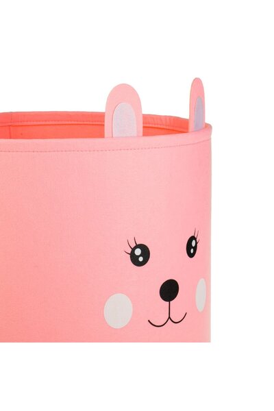OEM Pink Teddy Bear Felt Laundry Basket for Children 30x40cm