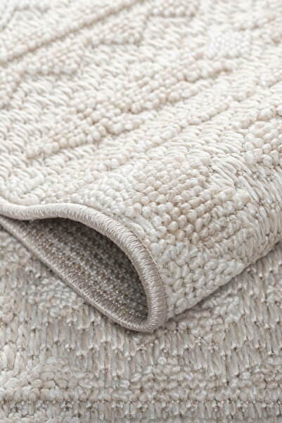 Badelya Home Krem Bej İskandinav Modern Tasarım Sisal Bukle Özel Ölçü Salon Oturma Odası Koridor Halısı Yolluk