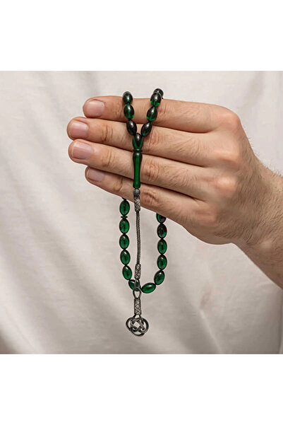 ARONA Ni̇dam Buti̇k Silver Kazaz Tassel Clasp Amber Prayer Beads