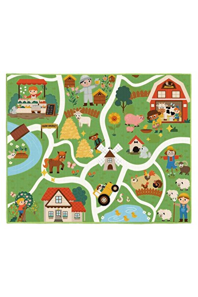 OEM Decorative Rectangular Rug Green Alley with Farmhouse 160x130cm