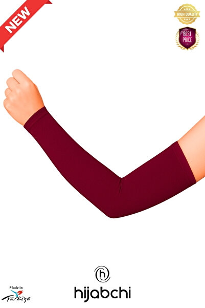 hijabchi Практичний хіджаб з рукавами з трикотажу для молитви - віскоза з еластаном - бордовий