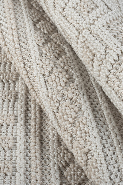 Badelya Home Krem Bej İskandinav Modern Tasarım Sisal Bukle Özel Ölçü Salon Oturma Odası Koridor Halısı Yolluk