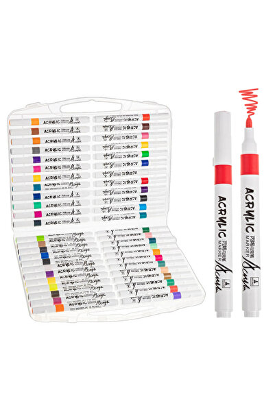 zola Set of 48 acrylic markers, extra fine tip 0.7 mm, universal, quick drying, storage box