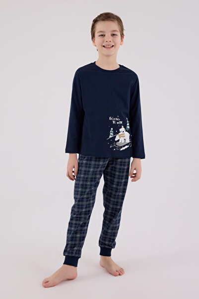 Arnetta Boy's Family 100% Cotton 4 Seasons Long Sleeve Plaid Pajama Set