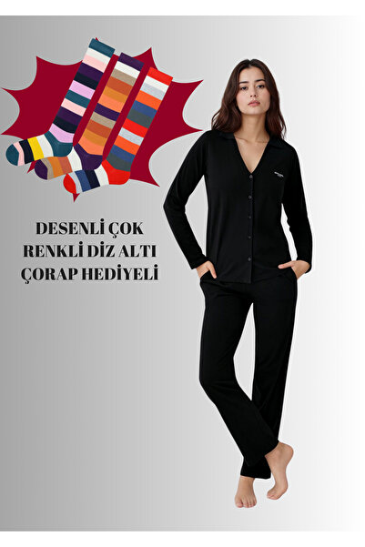 Pierre Cardin Set de pijamale din bumbac modal pentru femei cu cadou șosete Q...