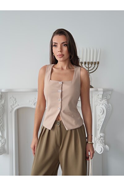 Paw Garage Women's Arden Button Detailed Lined Vest