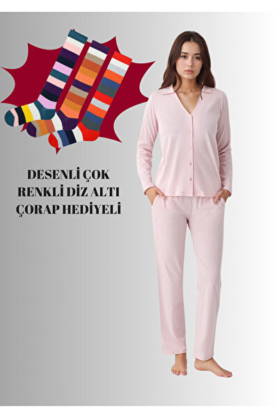 Pierre Cardin Kadın Modal Pamuklu Pijama Takımı Çorap Hediyeli QP9K1R1K5R