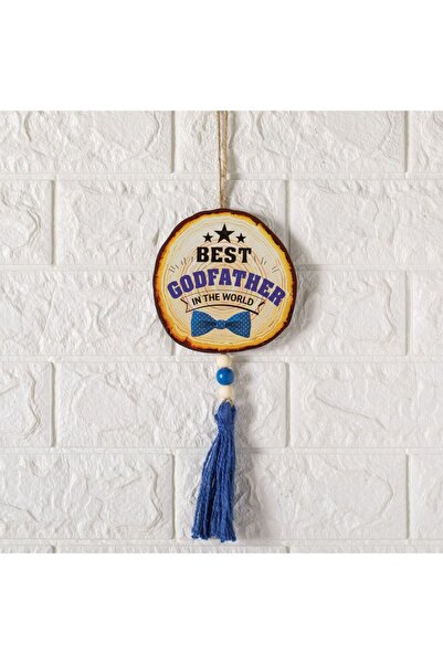 OEM Beige Wooden Decoration with Blue Tassel for Nose Ø12x35cm
