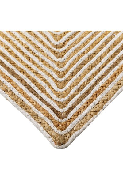 OEM Rectangular Jute Rug Ecru Beige with Linear Pattern 100x50cm