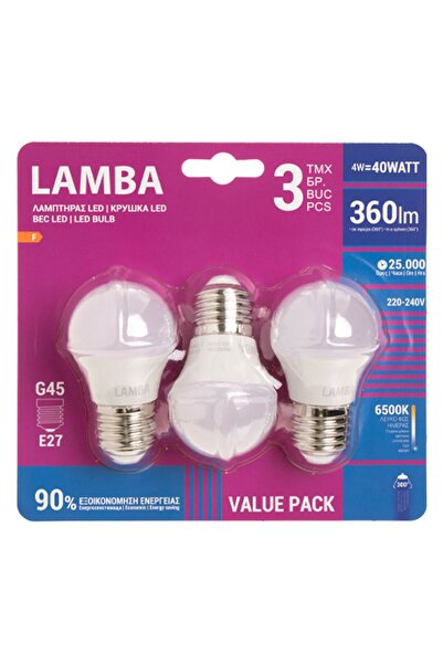 OEM LED Bulbs E27 4W (G45) Daylight White - 3pcs