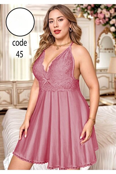 TREN Women's Short Lace Chemise Nightdress Elegant V-Neck Babydoll Lingerie Intimate Sleepwear Set