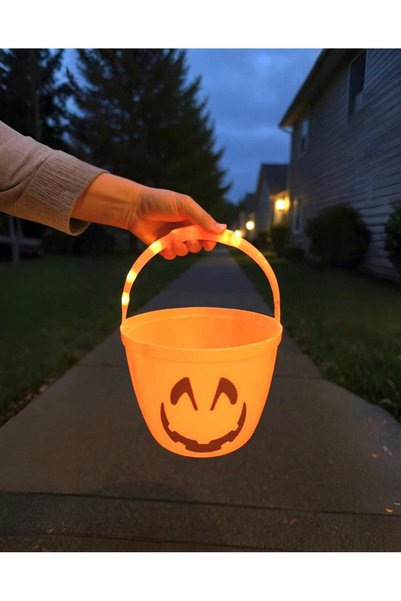 PARTİ SEPETİ Cadılar Bayramı Halloween Işıklı Şeker Çantası Kovası