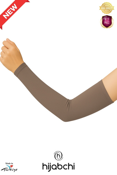hijabchi Πρακτικό μανίκι χτενισμένο από βαμβάκι για προσευχή - Βισκόζη ελαστικό ύφασμα - Σκούρο βιζόν