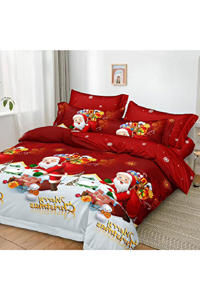 Talis Lenjerie de Pat Dublu Craciun cu Elastic 180x200 Noel V38 6 Piese, Finet