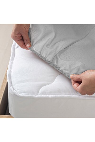 OEM Grey Cotton Fitted Sheet with Elastic for Bed 160x200cm+28cm