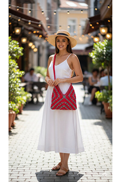 shop Bag Hand Knitted Bag Casual Design Bag Gray Red Bag Paper String Bag