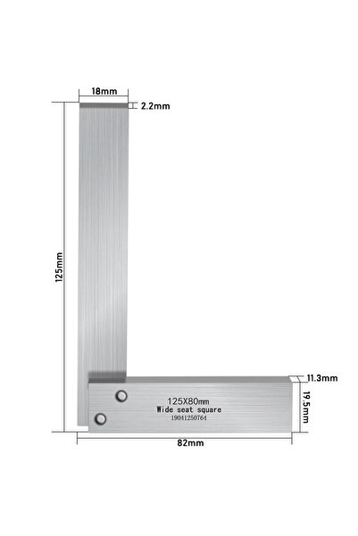 choice2 مسطرة زاوية على شكل حرف L من الفولاذ الكربوني عالي الدقة 125 × 80 - أ...