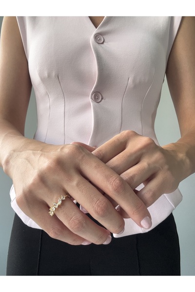 Ressia Zirkon Sıralı Taşlı Baget Kesim Yüzük