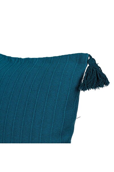 OEM Fata de Perna Decorativa din Bumbac Petrol Dungi Franjuri 45x45cm