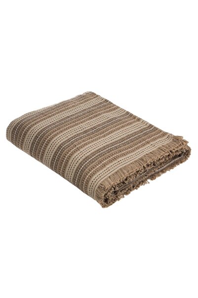 OEM Beige Decorative Throw with Striped Fringes for 3-Seater Sofa 280x180cm